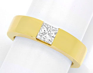Originalfoto RING MIT 0,8ct PRINCESS-DIAMANT 18K GELBGOLD LUXUS! NEU