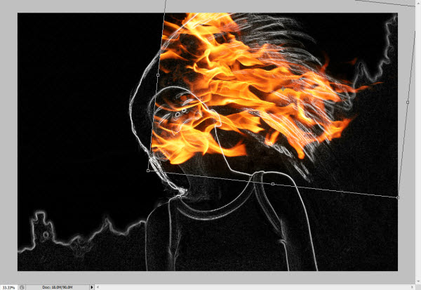 Redimensionando o fogo (Foto: Reprodução/Juliane Costa)