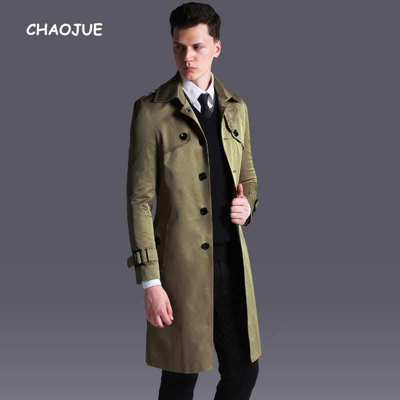 Chaojue新着ロングトレンチコート用メンズシングルブレストスリムフィットカーキエンドウコートイングランド男性プラスサイズ6xlオーバーコート Trench Coat For Men Trench Coatmen S Khaki Trench Coat Gooum