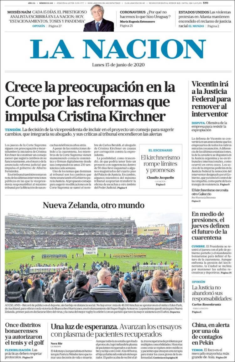 Portada de La Nación (Argentina)