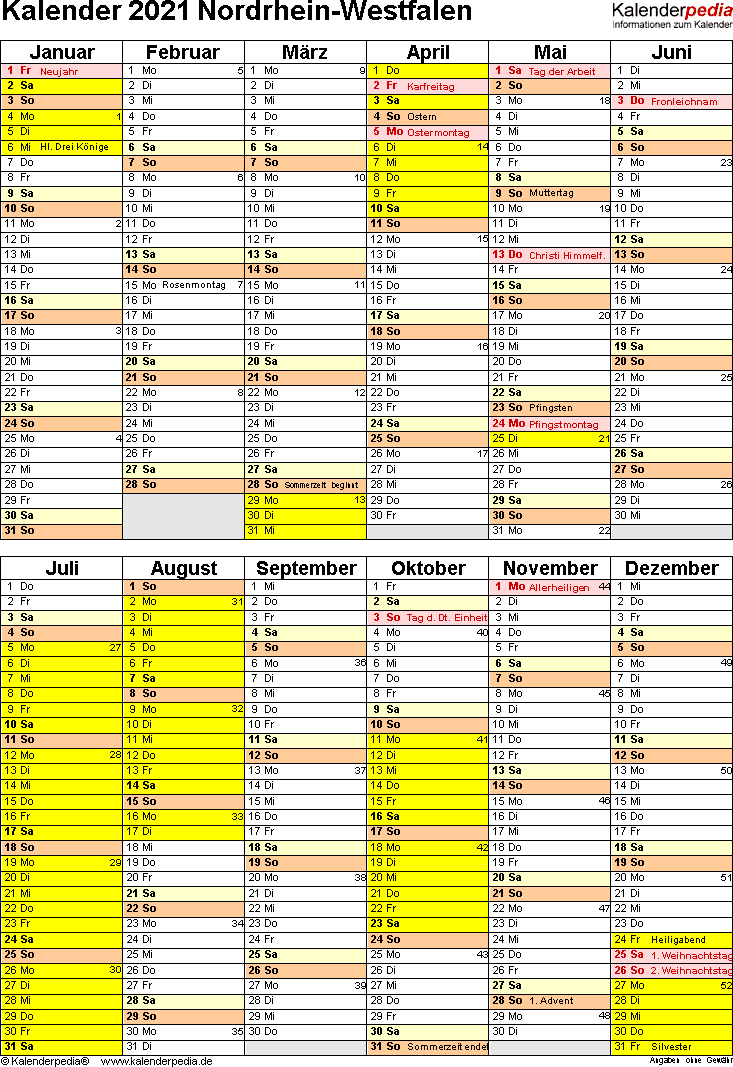 Kalender 2021 Nrw Excel Vorlage : EXCEL-KALENDER 2021 ...