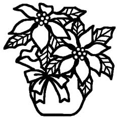 ポインセチア2 白黒 花 クリスマスのイラスト ミニカット素材