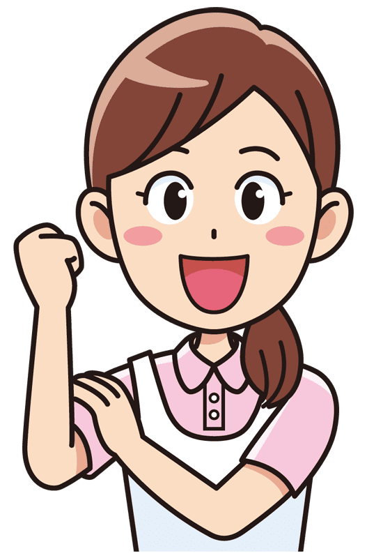 ガッツポーズする笑顔の女性介護士 無料イラスト素材 イラスト素材図鑑