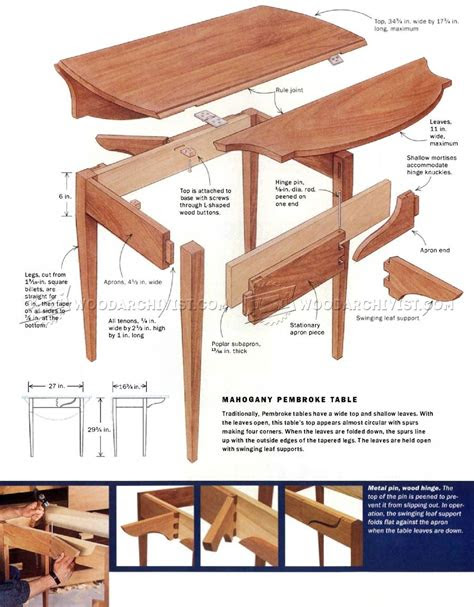 pembroke table plans woodarchivist
