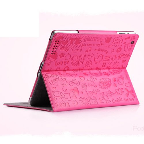 Koolertron (TM) Pink Cartoon Lovely Leather Case Cover For iPad2 2nd For Girls