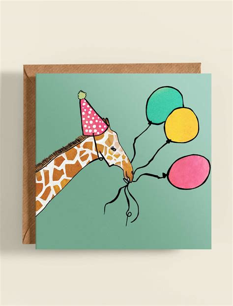  birthday giraffe greetings card katie cardew illustrations