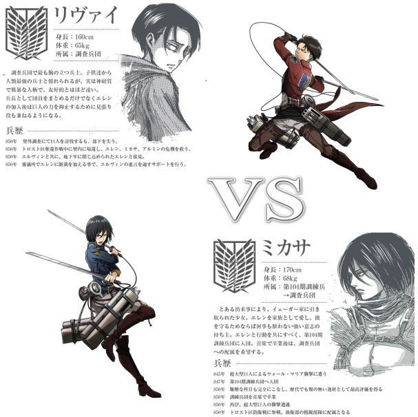 オンラインブラウザゲームから 進撃の巨人 反撃の翼 Online 人類最強の兵士は どっちだ リヴァイ特集 ミカサ特集 を公開 Web初公開のイラスト など新情報もあります 新作オンラインゲーム人気ランキング情報サイト 新作オンラインゲーム人気