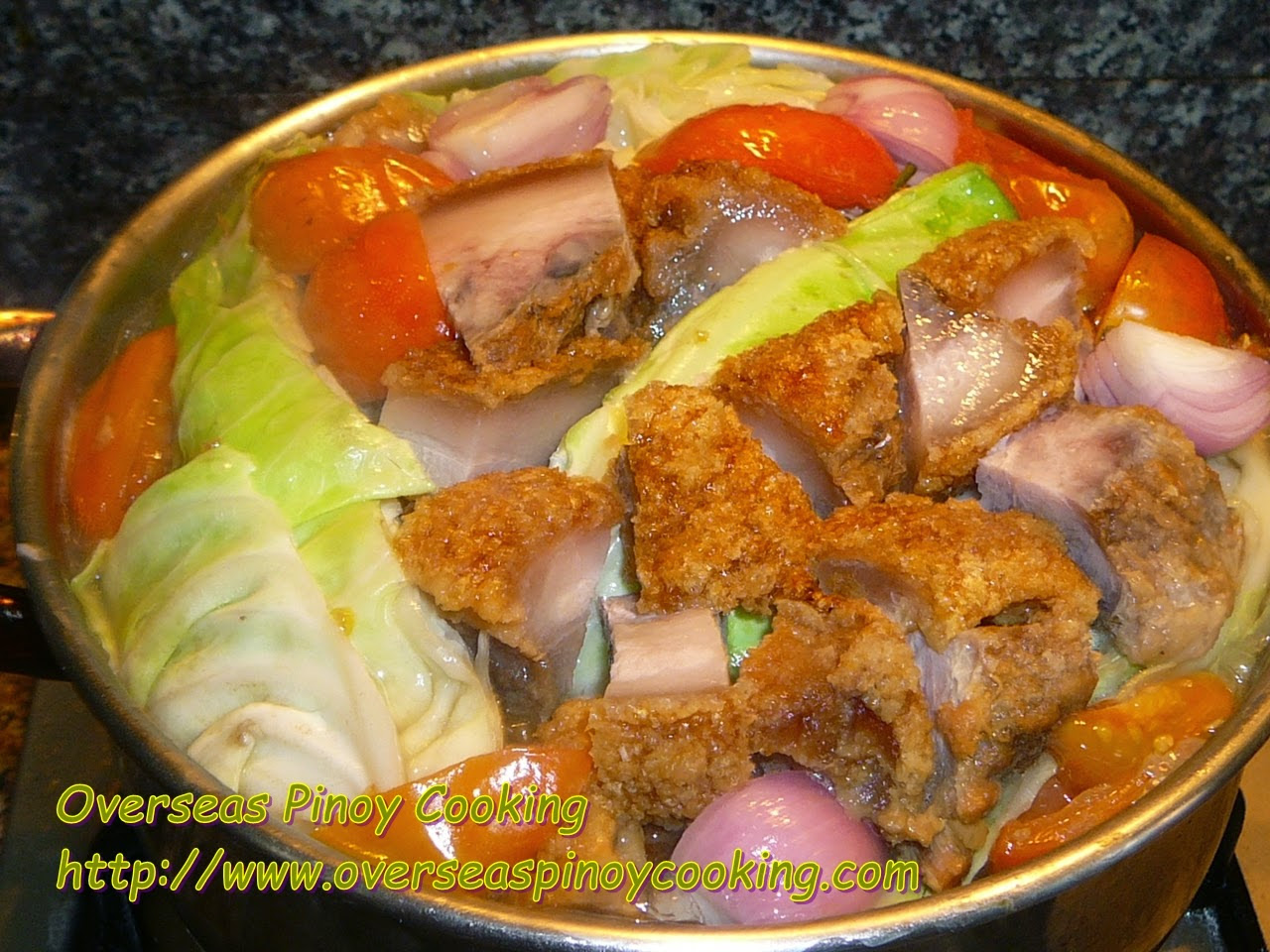 Pakbet with Bagnet, Pinakbet Ilokano - Cooking Procedure