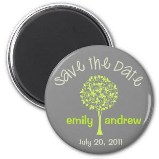 Save the Date Green/Gray Tree Magnet magnet