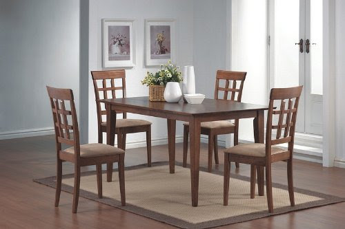 5pcs Wheat Back Walnut Finish Dining Table & 4 Chairs Set On Sale