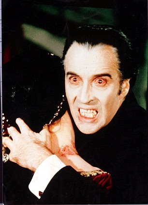 Horror: Christopher Lee in the 1958 horror film Dracula which was inspired by Bram Stoker's novel