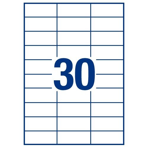 Avery White Copier Labels 30 per Sheet 70x30mm White 3489 3000 Labels - HuntOffice.ie