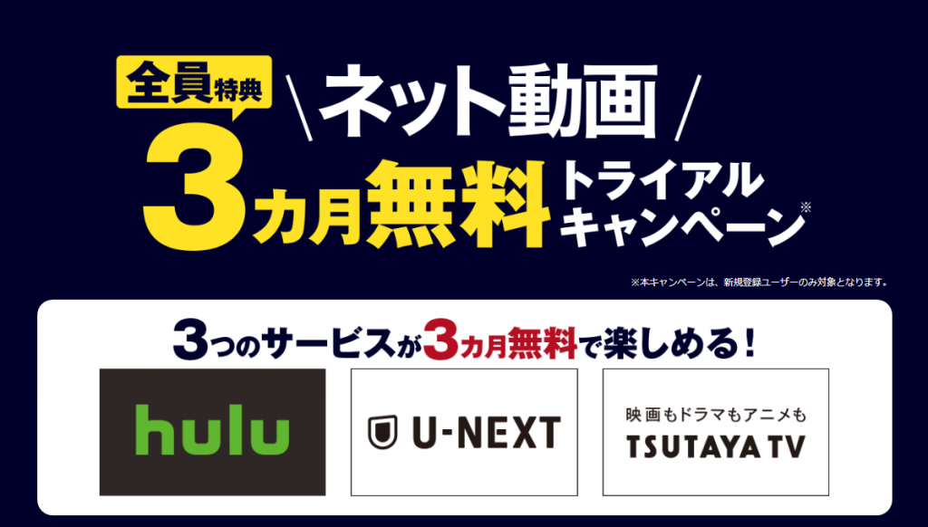 ネット動画3ヵ月無料トライアルプレゼントキャンペーン 株式会社アンドーデンキ