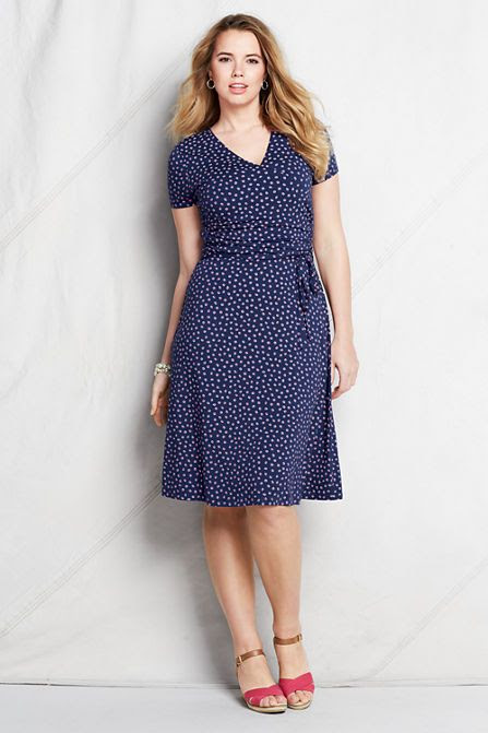 Women's Pattern Knit Shirred Surplice Dress from Lands' End