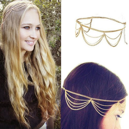 Fashion Gothic Women Ladies Crown Head Chain Headpiece Headdress Headwrap Hair Chain