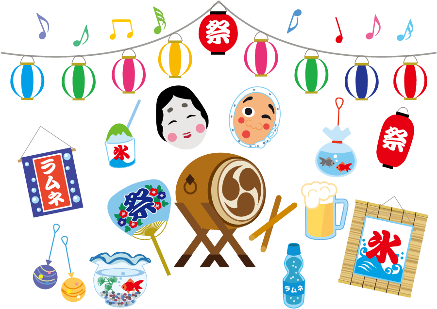 フリーイラスト 夏祭り関連のセットでアハ体験 Gahag 著作権フリー写真 イラスト素材集
