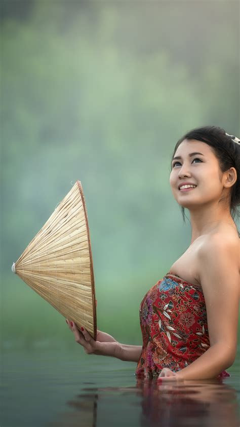 asian girl wallpaper  teen lake pond bath time