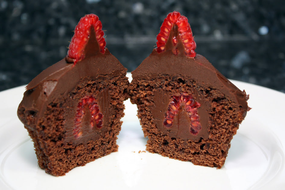 Chocolate Raspberry Cupcakes with Three Ganaches