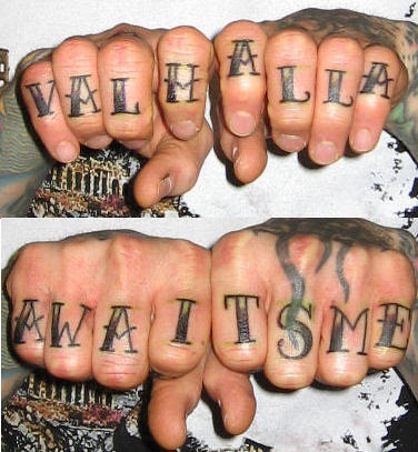 Knuckle Tattoos by HeadOvMetal. From HeadOvMetal
