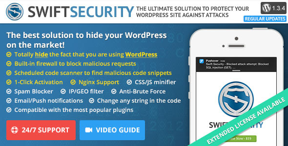 Swift Security v1.3.4 - Hide WordPress, Firewall, Code Scanner