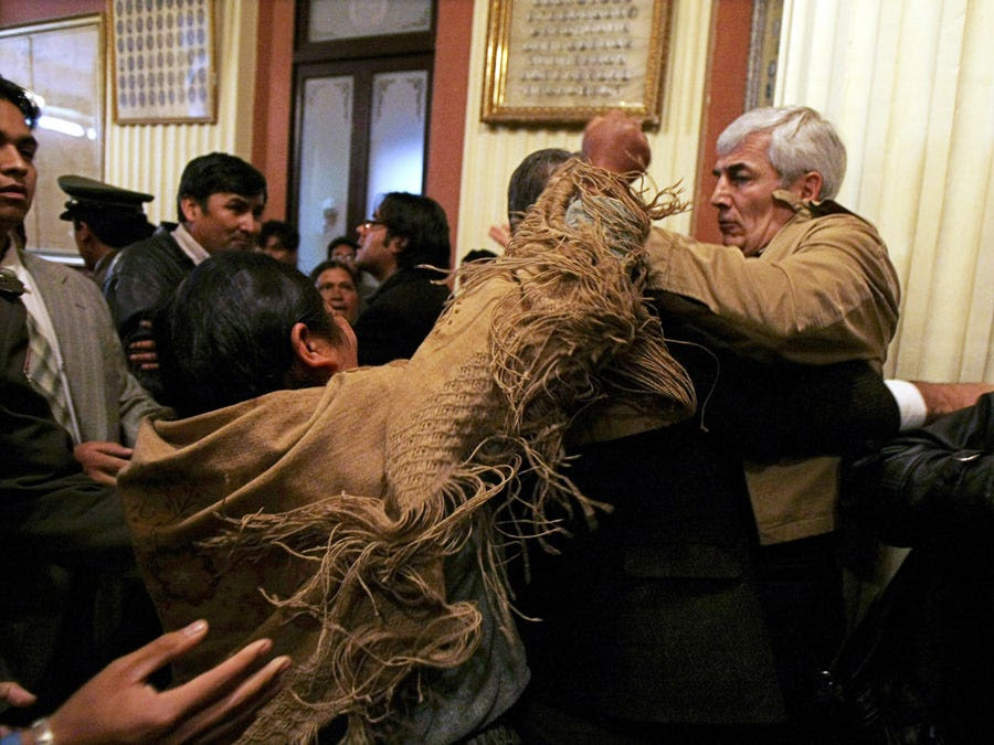 In Bolivia, an "unidentified indigenous deputy" attacked a member of the opposition during a session of Congress.