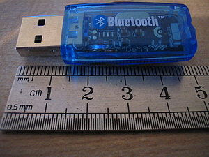 A USB Bluetooth adapter. (current image has a ...