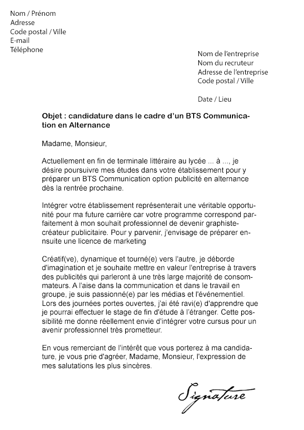 Lettre de motivation stage bts communication - laboite-cv.fr