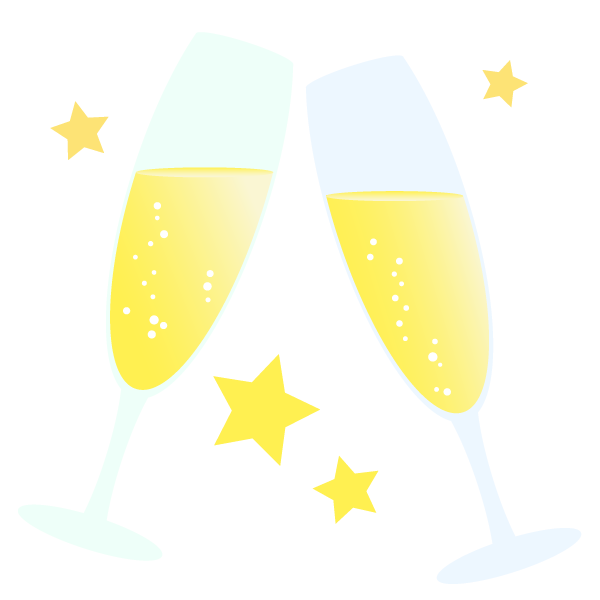 シャンパンで乾杯のイラスト かわいいフリー素材が無料のイラストレイン