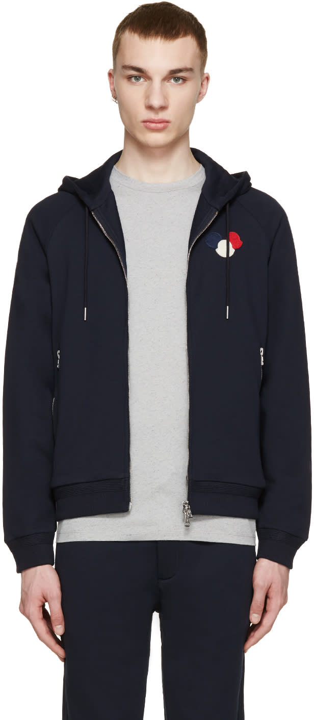 Moncler Navy Zip-up Logo Hoodie