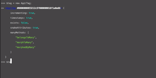 php - Laravel tinker display a #706 when create a object  