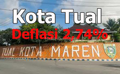 Ambon, Malukupost.com - Badan Pusat Statistik (BPS) Provinsi Maluku mencatat Kota Tual pada November 2017 mengalami deflasi sebesar -2,74 persen dengan indeks harga konsumen (IHK) 150,99. "Deflasi sebesar itu membuat Kota Tual menduduki ranking pertama dari 82 kota IHK di Indonesia," kata Kepala Bidang Statistik Distribusi BPS Maluku, Jessica Pupella, di Ambon, Selasa (5/12). Sedangkan inflasi bulanan Kota Tual menduduki peringkat 82, inflasi tahun kalender Kota Tual menduduki peringkat pertama serta inflasi dari tahun ke tahun Kota Tual menduduki peringkat pertama.