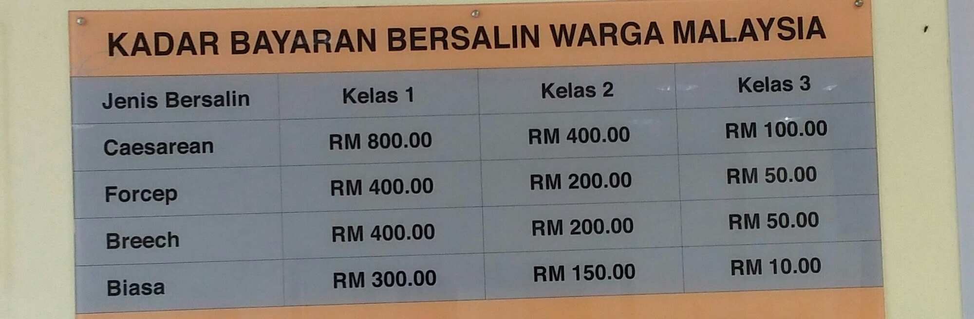 Kadar Bayaran Bersalin Di Hospital Kerajaan Gov Hospital Charges Sz My Shop Zone Malaysia