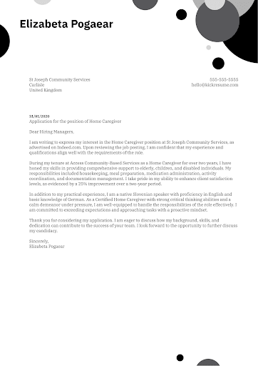 Cover Letter For Caregiver Elderly