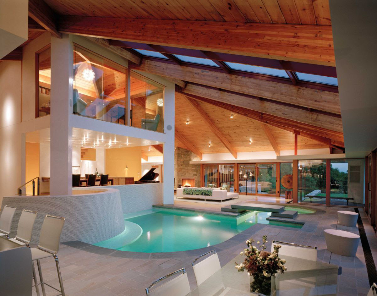Beautiful Stone and Wood House  with Indoor  Swimming Pool  