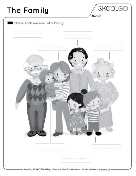  family members worksheets for kindergarten