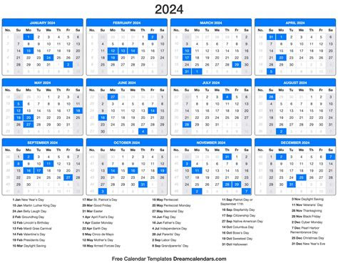 Yearly calendar showing months for the year 2024. 2024 calendar