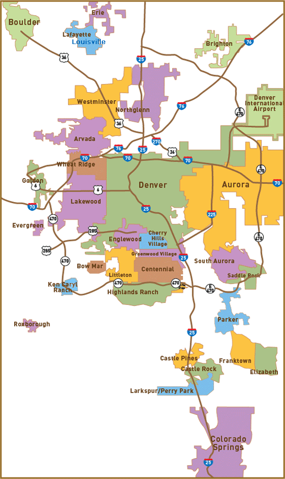 Map Of Denver And Suburbs