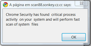 Mensagem de erro do virus rogue System Defender
