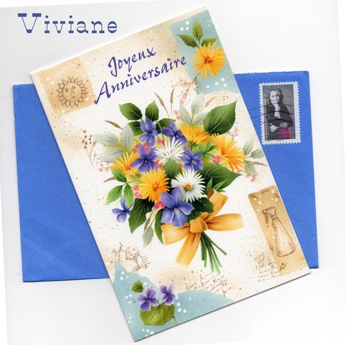 Carte Anniversaire De Viviane Et Grille Bouquet De Fleurs Chez Mamigoz
