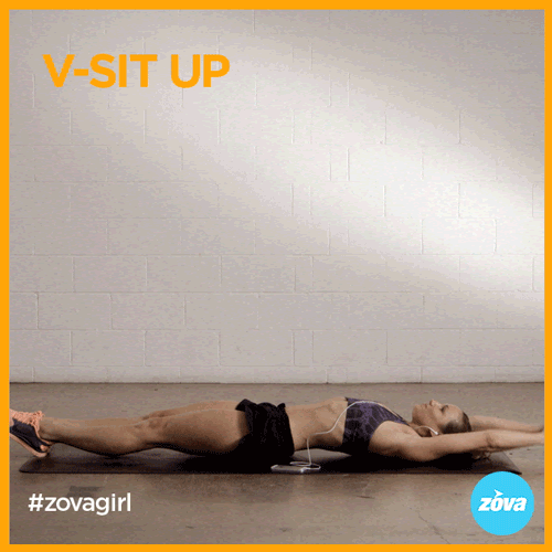 zovafit:

Looking for a great exercise that targets your abs? Try working towards including 3-5 V-up’s in your core workout! Aim for straight legs, though do bend your knees if you start to sink into your lower back. 
ZOVA Fitness App coming soon. Follow @zovafit on Instagram here for first access!
