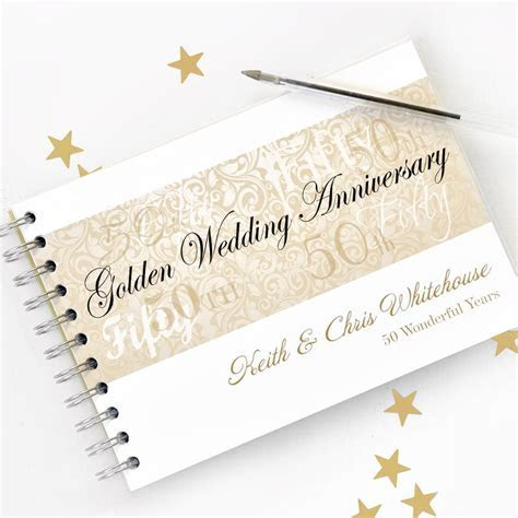 personalised golden wedding anniversary guestbook by  