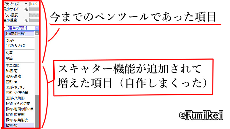 Sai2に搭載されためちゃんこ便利なスキャター 散布ブラシ 機能紹介 なにごともやってみる二三京の記録