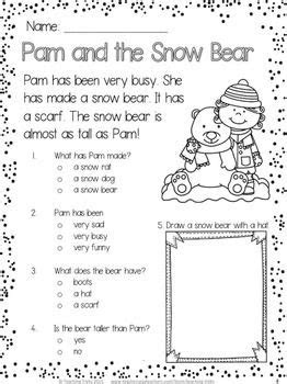 When children need extra practice using their reading skills, it helps to have worksheets available. winter free reading comprehension kindergarten reading reading