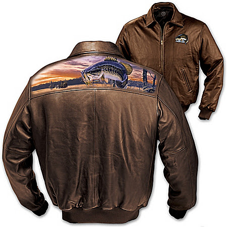 Cheap Gone Fishing Men's Leather Jacket Special Offer