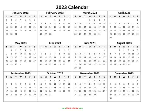  2023 year calendar yearly printable 2023 calendar blank printable hot