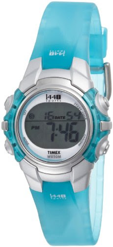 Timex Women's T5K4609J 1440 Sports Digital Silver Case Translucent Blue Strap Watch