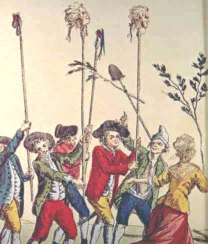 Aristocratic heads on pikes - a cartoon from t...