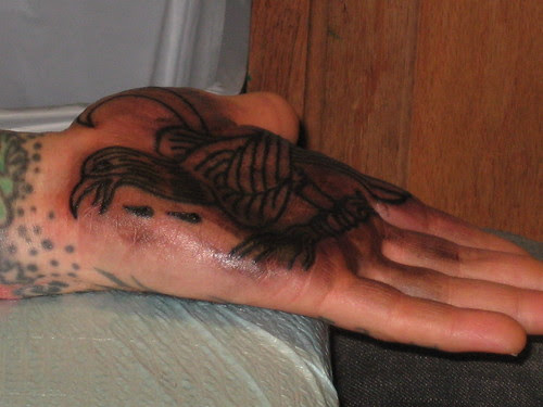 Raven Hand (Palm)Tattoo by Tony Hundahl 