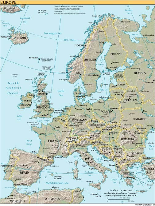 world map european countries. EUROPE - Larger Map