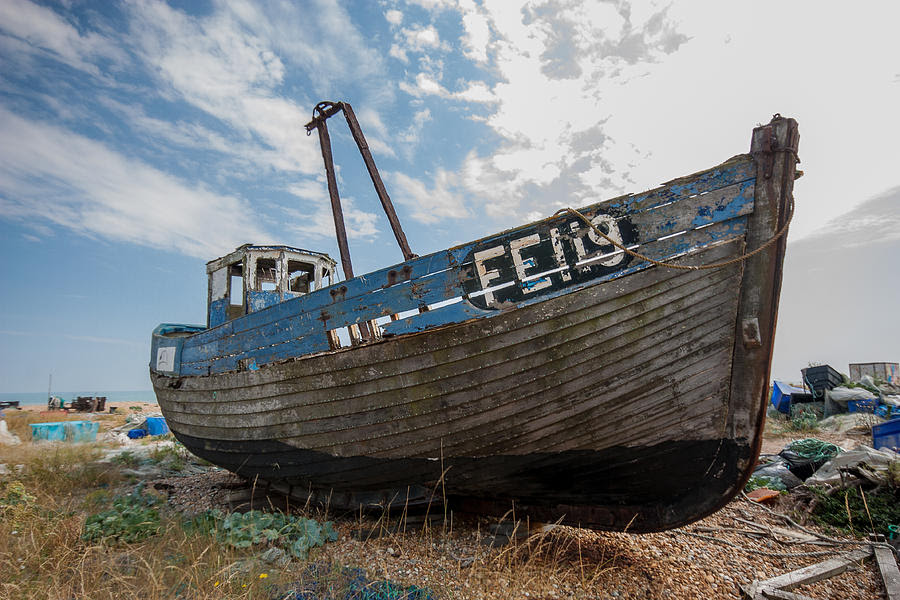 Boat Photograph - Old Wrecked Fishing Boat by Dawn OConnor
